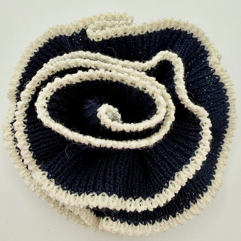 Vintage St. John Knits Santana Camelia Flower Brooch Cream and Black